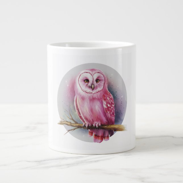 Chouette rose Mug de café blanc (Devant)