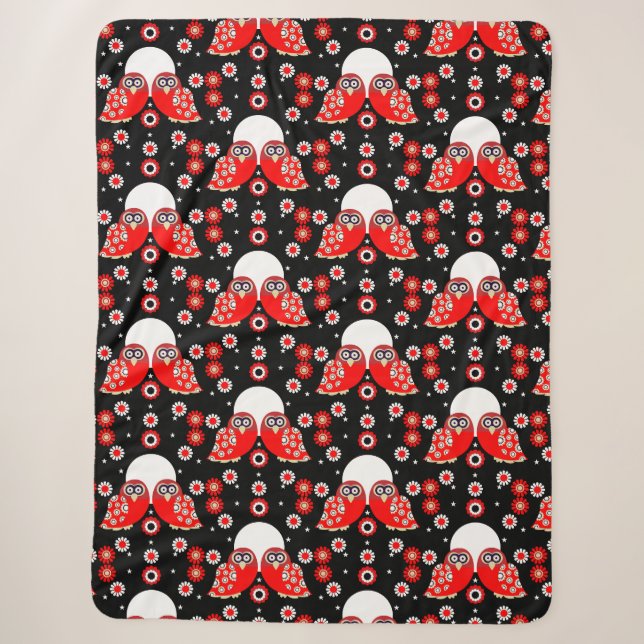 Chouette scandinave Couverture polaire Art folklor (Devant)