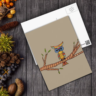 Chouette sur une carte postale de succursale