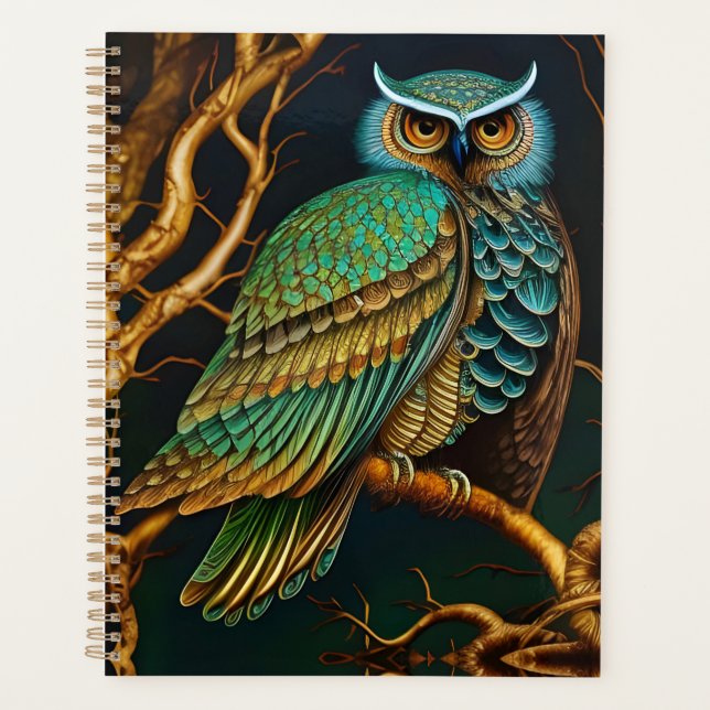 Chouette Turquoise et Or (Devant)