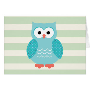 Chouette turquoise sur Pastel Green Stripes