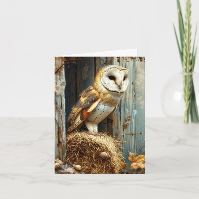 Chouette vintage à l'automne Vert Blanc (Devant)