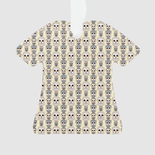 Chouettes adorables Motif sur Arrière - plan jaune (devant)