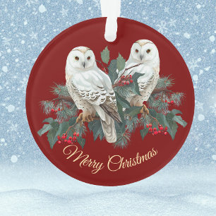 Chouettes blanches en baies à Noël bordeaux