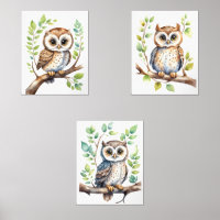 Chouettes d'art mural, Cadeau Neutre Genre Bébé