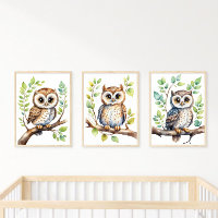 Chouettes d'art mural, Cadeau Neutre Genre Bébé