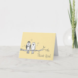 Chouettes de mariée et de chambre Merci Note