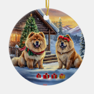 Chow 02 Holiday Design By Rich AMeN Gill Ceramic Ornament