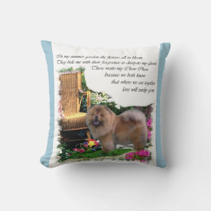 Chow Chow Art Summer Garden Throw Pillow