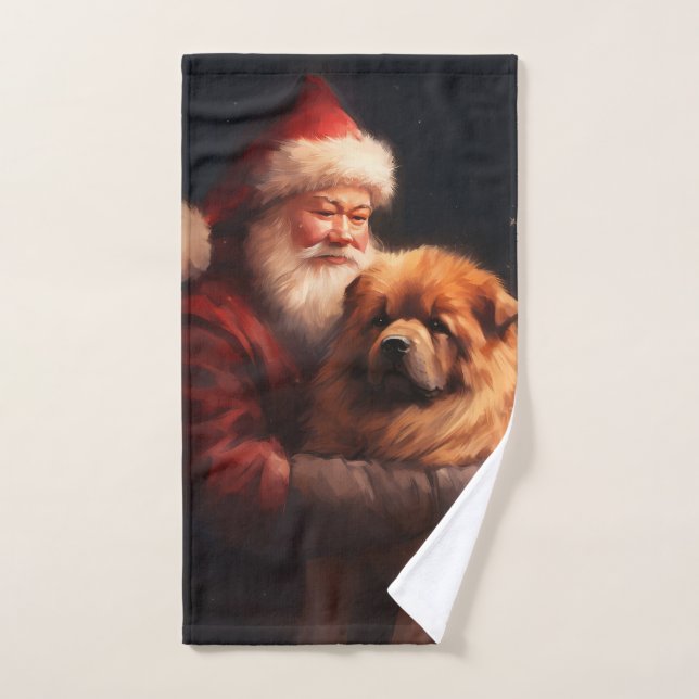Chow Chow avec Noël Festif du Père Noël (Serviette à main)