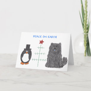 Chow Chow Black Peace On Earth Holiday Card
