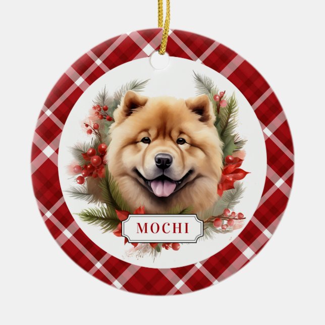 Chow Chow Ceramic Circle Ornament (Front)