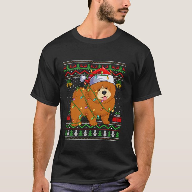 Chow Chow Chien Lumières de Noël Père Noël Sweat l (Devant)