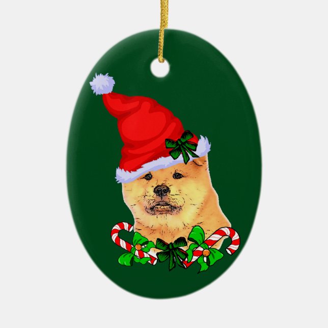 Chow Chow Christmas Ceramic Ornament (Front)