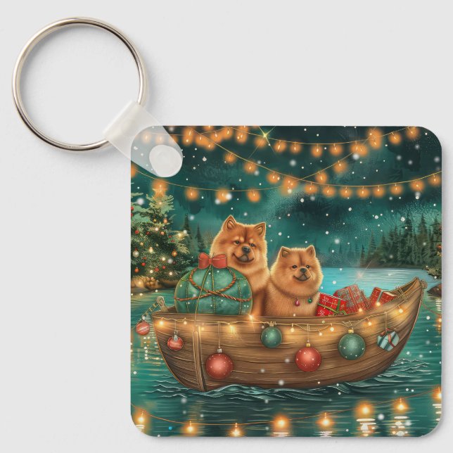 Chow Chow Christmas Festive Voyage Keychain (Front)