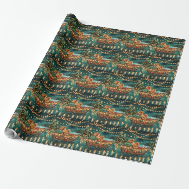 Chow Chow Christmas Festive Voyage Wrapping Paper (Unrolled)