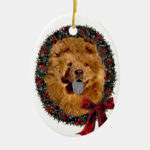 Chow Chow Christmas Gifts Ceramic Ornament