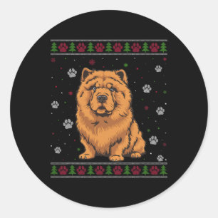 Chow Chow Christmas Sweater Xmas Pet Animal Dog Lo Classic Round Sticker