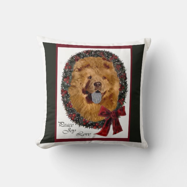 Chow Chow Christmas Throw Pillow (Front)