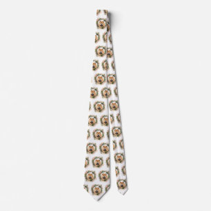 chow chow Christmas Wreath Festive Pup  Tie