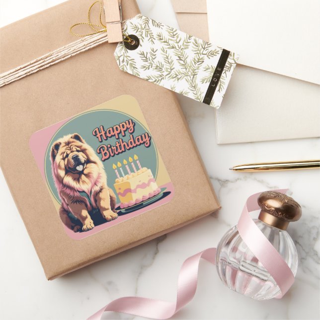 Chow Chow Colourful  Square Sticker (Gifting)