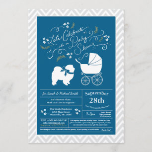Chow Chow Dog Baby Shower Boy Blue Invitation