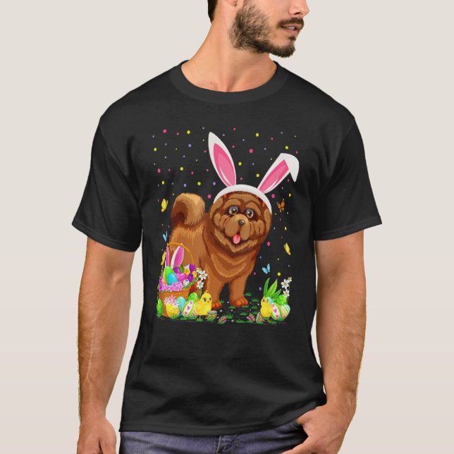 Chow Chow Dog Bunny Egg Hunting Chow Chow Easter S T-Shirt (Front)