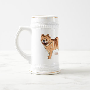 Chow Chow dog cartoon illustration Beer Stein