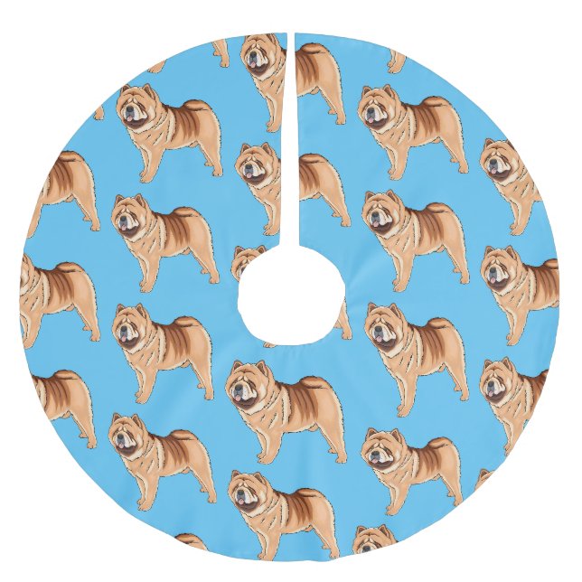 Chow Chow dog cartoon illustration  Brushed Polyester Tree Skirt (Front)