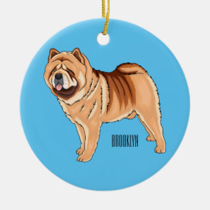 Chow Chow dog cartoon illustration Ceramic Ornament