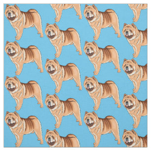 Chow Chow dog cartoon illustration Fabric