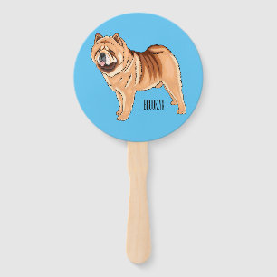 Chow Chow dog cartoon illustration Hand Fan