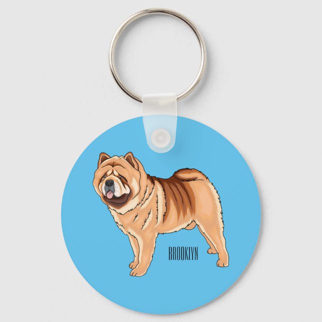Chow Chow dog cartoon illustration Keychain (Front)