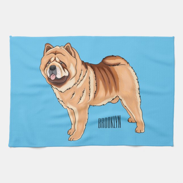 Chow Chow dog cartoon illustration  Kitchen Towel (Horizontal)