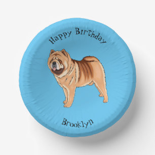Chow Chow dog cartoon illustration Paper Plate