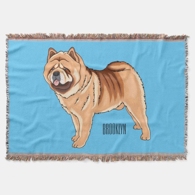 Chow Chow dog cartoon illustration Throw Blanket (Front)
