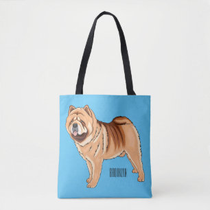 Chow Chow dog cartoon illustration Tote Bag