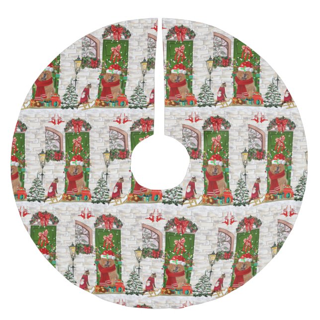 Chow Chow Dog Christmas   Brushed Polyester Tree Skirt (Front)