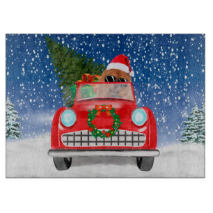 Chow Chow Dog Driving Car In Snow Cutting Board