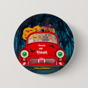 Chow Chow Dog Driving Car Scary Halloween  2 Inch Round Button