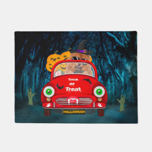 Chow Chow Dog Driving Car Scary Halloween Doormat
