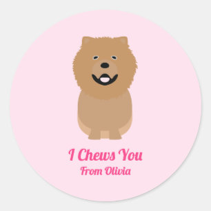 Chow Chow Dog Gift Tag, Valentine's Day Party Classic Round Sticker