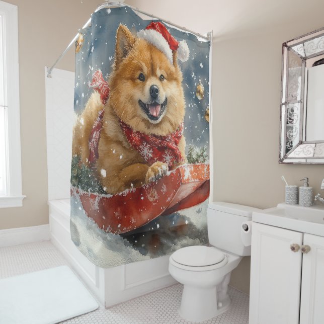Chow Chow Dog in Sledge Let it Snow Christmas (In Situ)