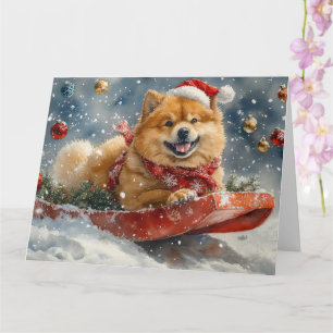 Chow Chow Dog in Sledge Let it Snow Christmas Card