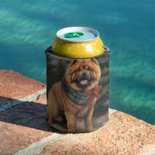 Chow Chow Dog in Snow Christmas Can Cooler