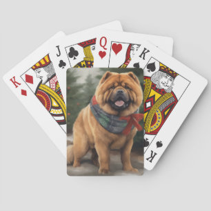 Chow Chow Dog in Snow Christmas Playing Cards