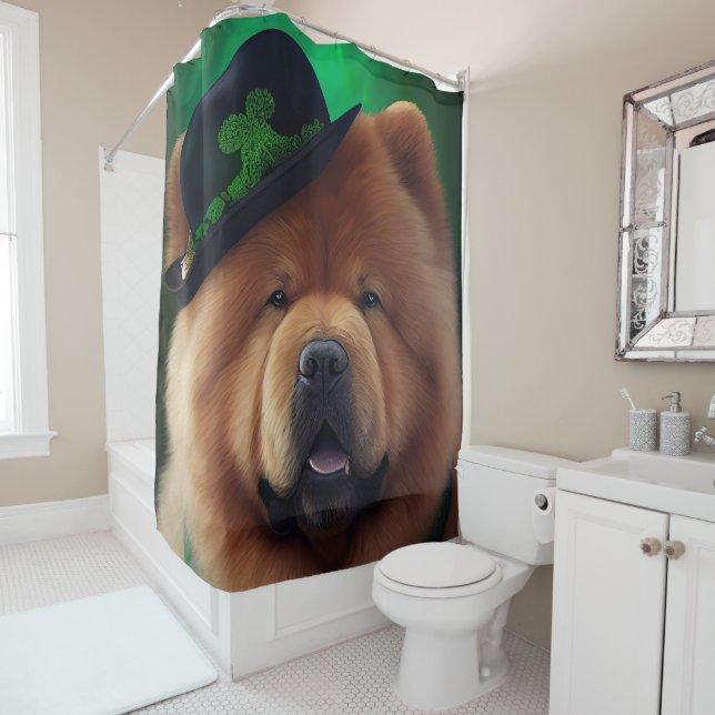 Chow Chow Dog in St. Patrick's Day Dress (In Situ)
