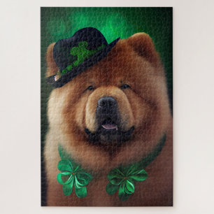 Chow Chow Dog in St. Patrick's Day Dress Jigsaw Puzzle