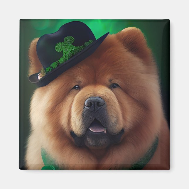 Chow Chow Dog in St. Patrick's Day Dress Magnet (Front)