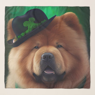 Chow Chow Dog in St. Patrick's Day Dress Scarf